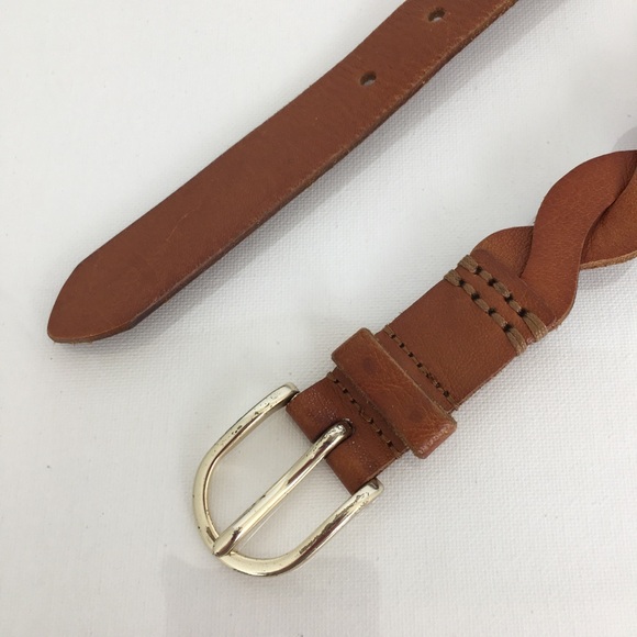 Women’s Thin Brown Twisted Braided Leather Belt Preppy - Picture 4 of 8